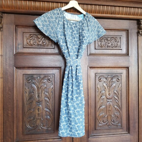 Embroidered Chambray Dress - Picture 3 of 8